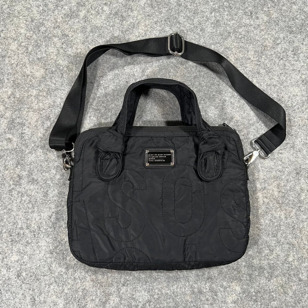 Marc by Marc Jacobs Bag Womens Black Quilted Nylon Laptop Y2K Messenger